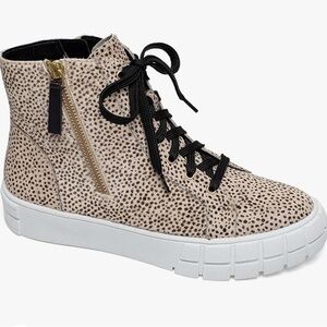 PAOLO GIO 2 CALF HAIR HIGH TOP SNEAKER IN BEIGE/ BLACK 10